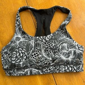lululemon athletica Black & White Floral Racerback Sports Bra